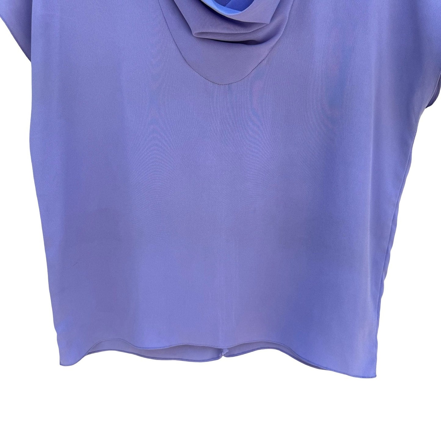 Periwinkle Purple Cowl Neck Blouse Cap Sleeve Relaxed Fit Crepe Top Minimalist