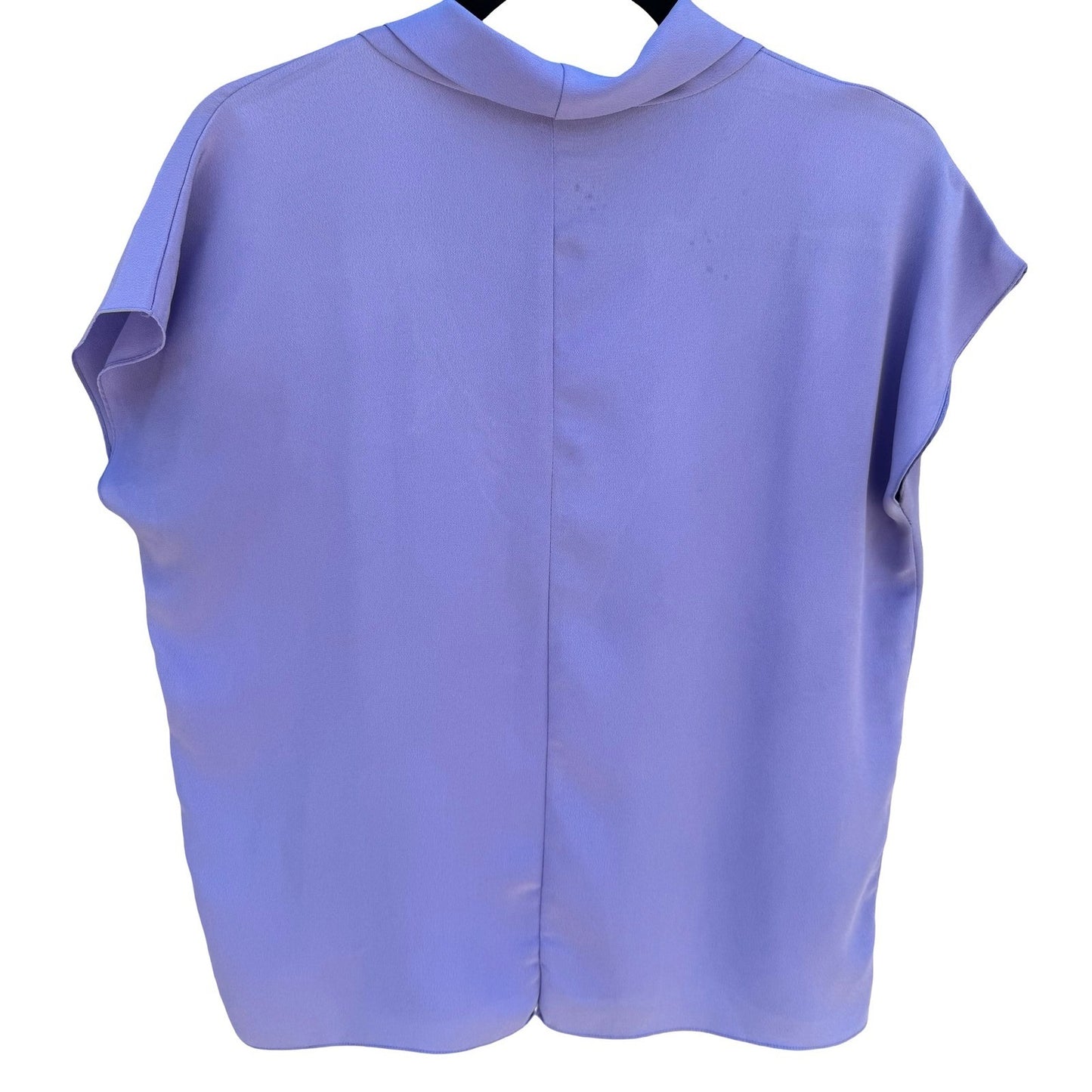 Periwinkle Purple Cowl Neck Blouse Cap Sleeve Relaxed Fit Crepe Top Minimalist