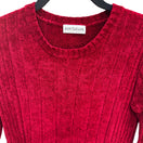 Switch Ann Taylor Womens Red Ribbed Chenille Stretch Long Sleeve Crew Neck Sweater Small 2 image