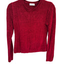 Switch Ann Taylor Womens Red Ribbed Chenille Stretch Long Sleeve Crew Neck Sweater Small 3 image