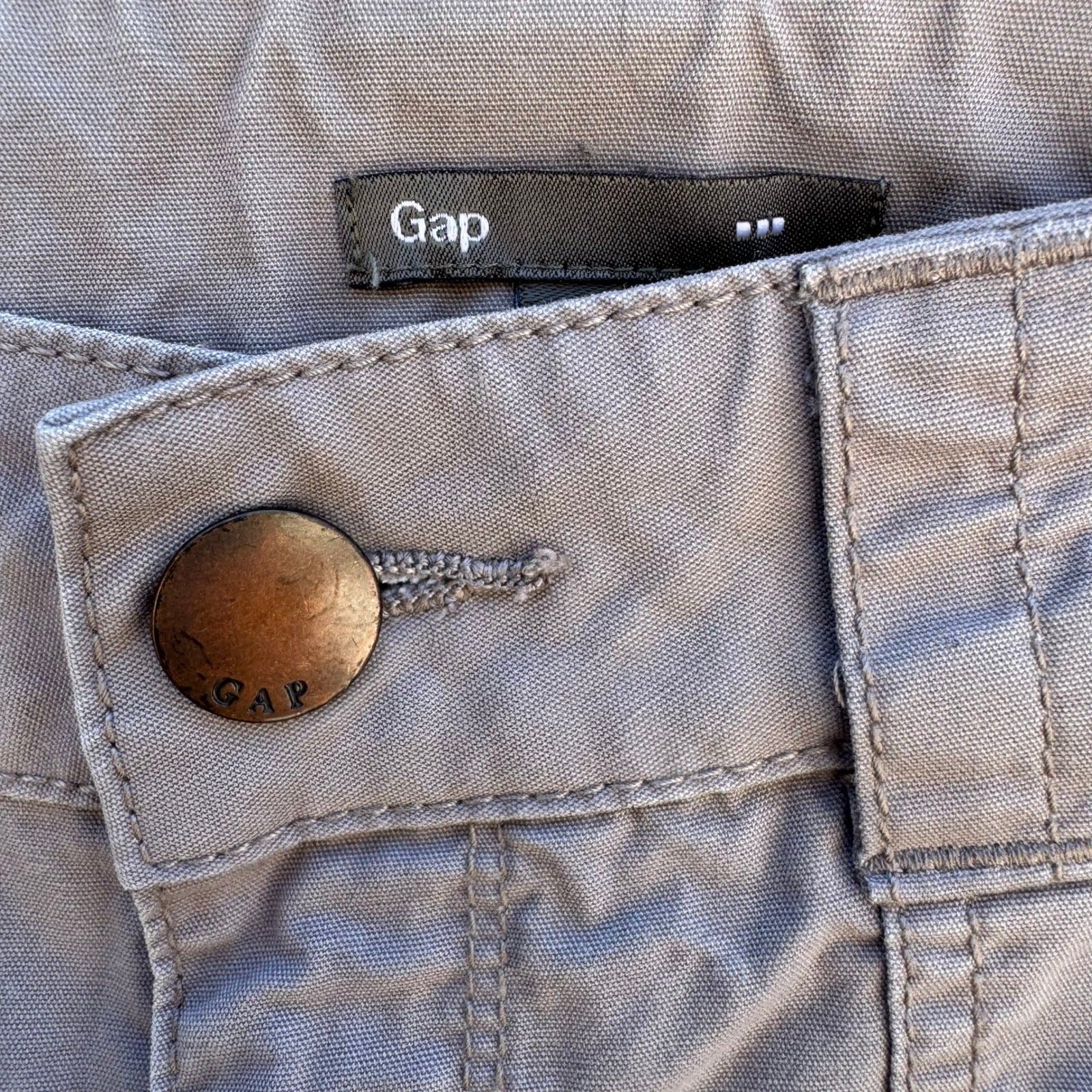 Gap Utility Crop Pants Cotton Canvas Cargo Straight Leg Grey Womens 12 Outdoor