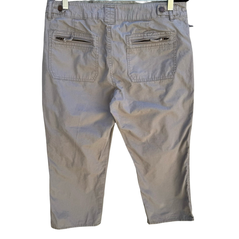 Gap Utility Crop Pants Cotton Canvas Cargo Straight Leg Grey Womens 12 Outdoor
