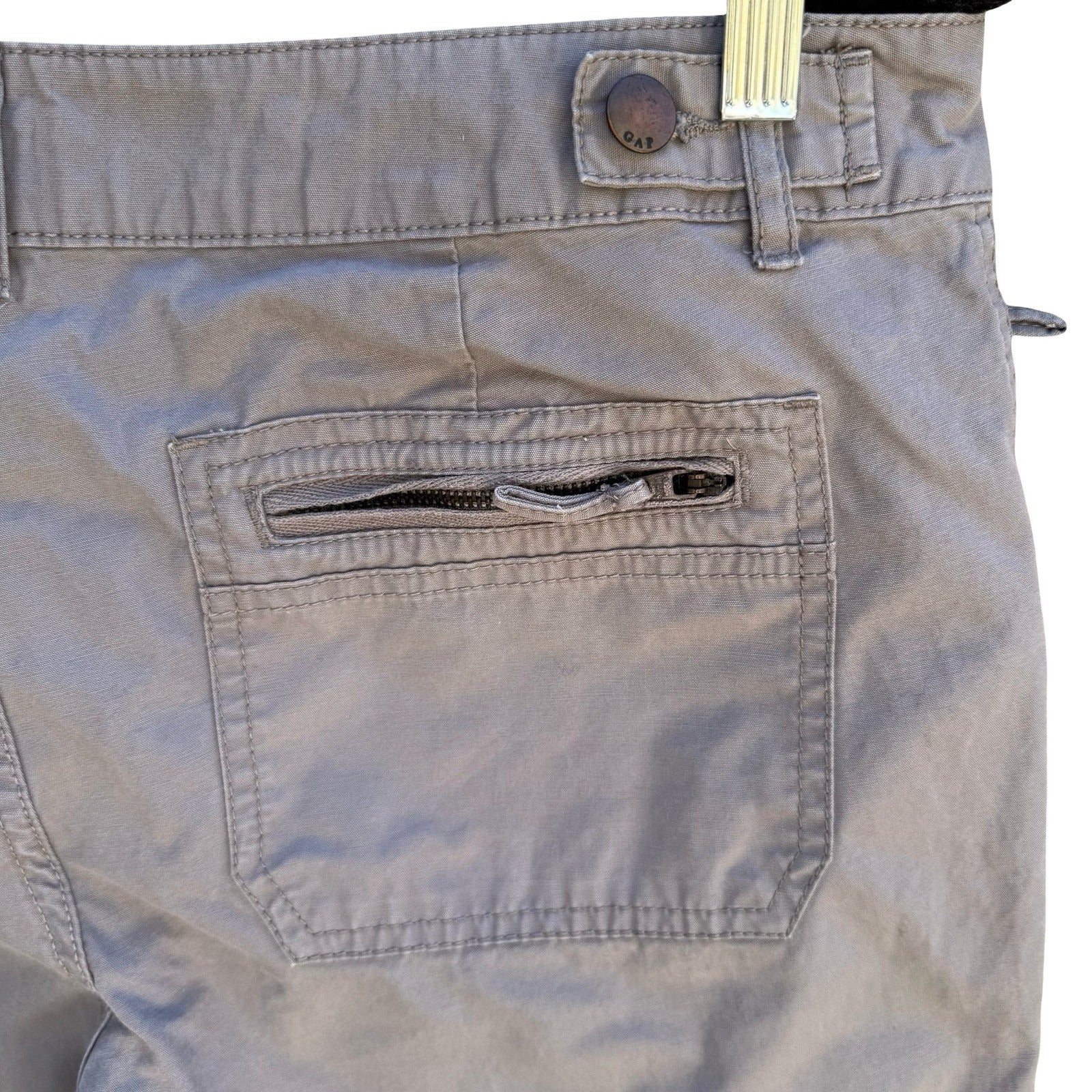 Gap Utility Crop Pants Cotton Canvas Cargo Straight Leg Grey Womens 12 Outdoor
