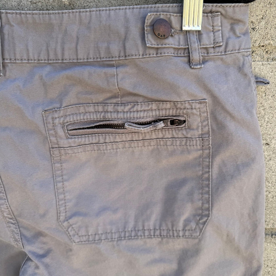 Gap Utility Crop Pants Cotton Canvas Cargo Straight Leg Grey Womens 12 Outdoor