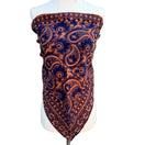 Switch Vintage Navy Orange Paisley Festival Boho Hippie Gypsy Top Scarf Wrap Shawl - OS 2 image