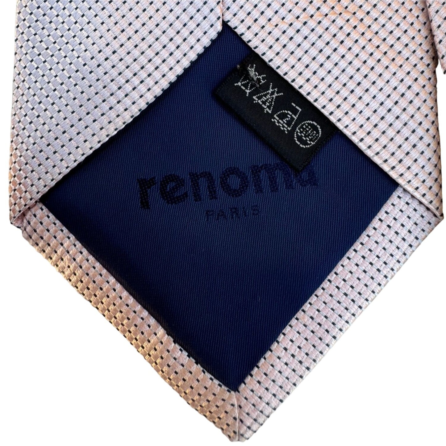 Renoma Paris Pale Pink Small Checkbox Pattern Men's Silk Tie Necktie - NWT's