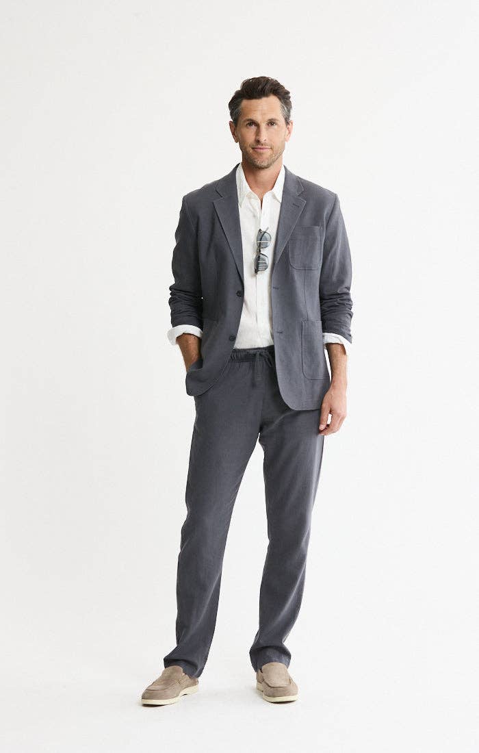Linen Blend Blazer: INDIGO / XL