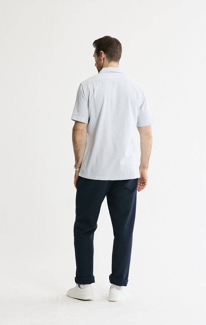Linen Blend Short Sleeve Camp Shirt: STONE / 2XL