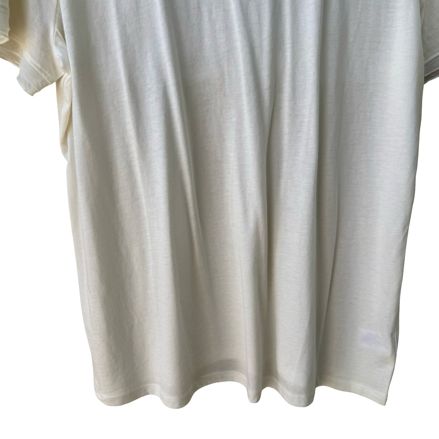 Isaac Mizrahi Minimalist Layering Soft Cotton Modal Mesh Trim Cream Shirt L NEW