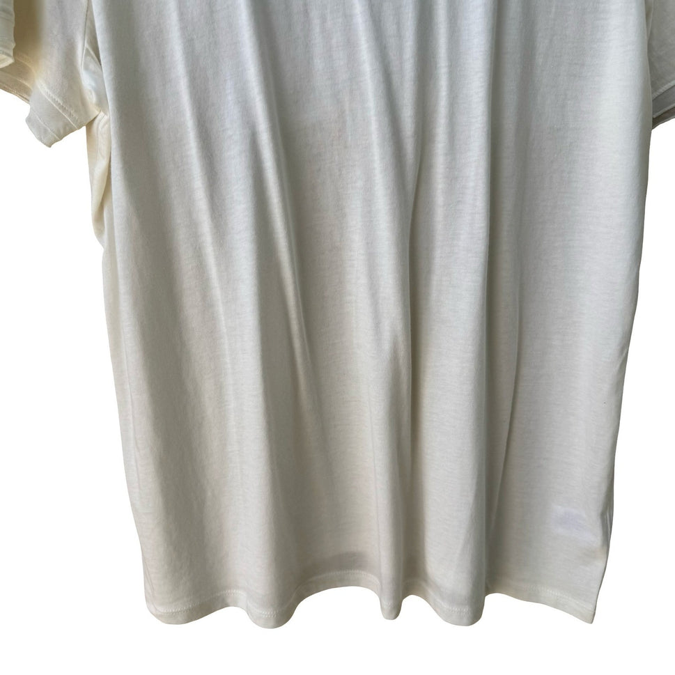 Isaac Mizrahi Minimalist Layering Soft Cotton Modal Mesh Trim Cream Shirt L NEW