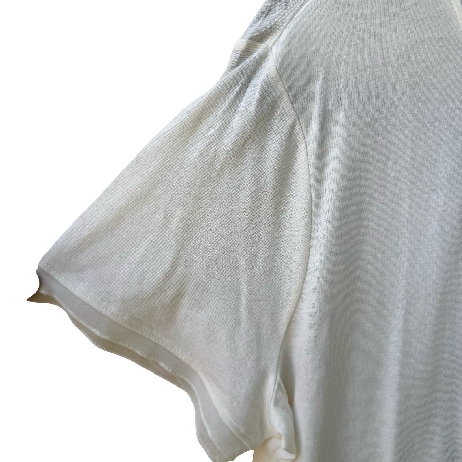 Isaac Mizrahi Minimalist Layering Soft Cotton Modal Mesh Trim Cream Shirt L NEW
