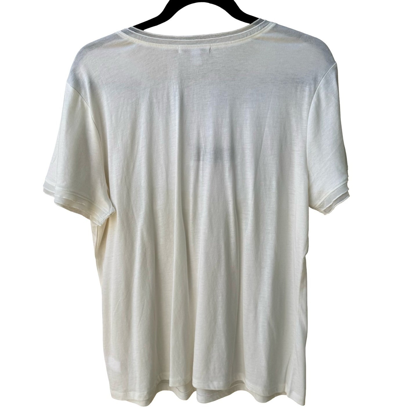 Isaac Mizrahi Minimalist Layering Soft Cotton Modal Mesh Trim Cream Shirt L NEW