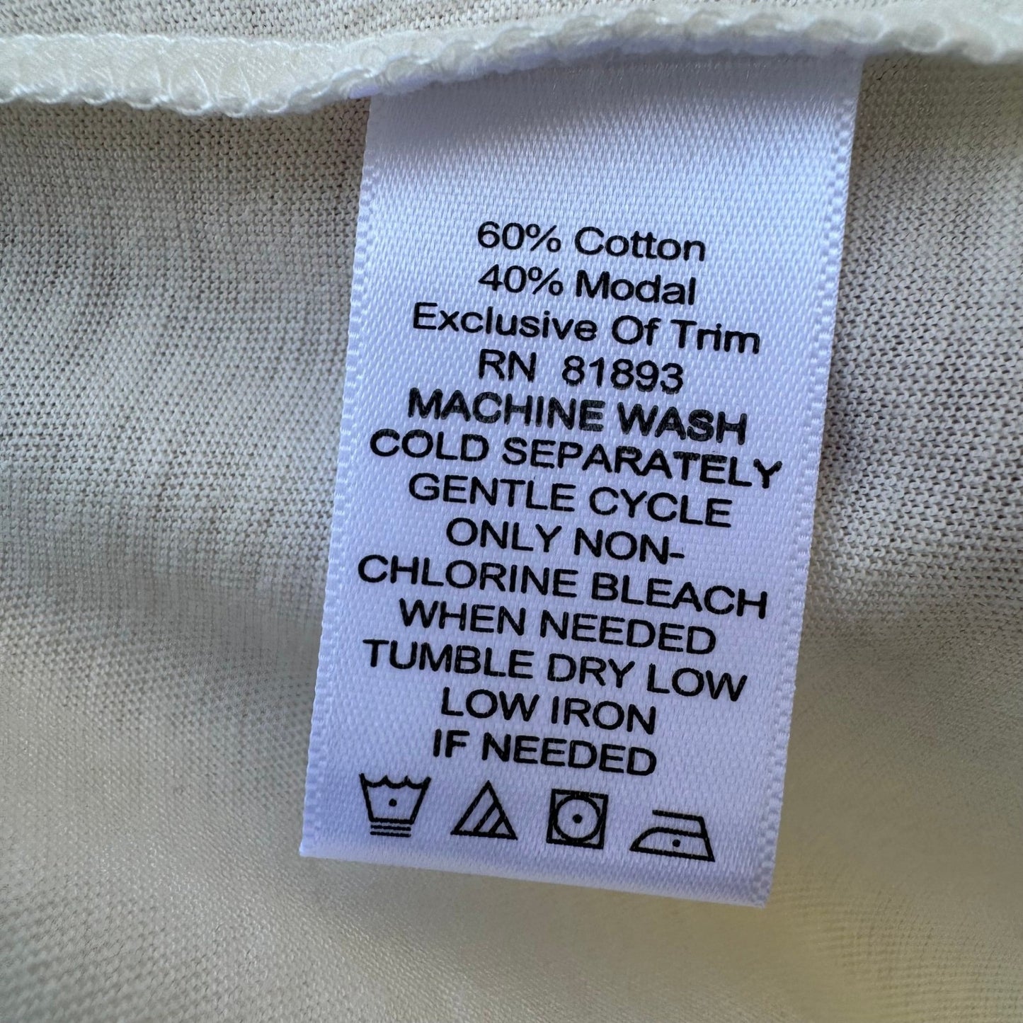 Isaac Mizrahi Minimalist Layering Soft Cotton Modal Mesh Trim Cream Shirt L NEW