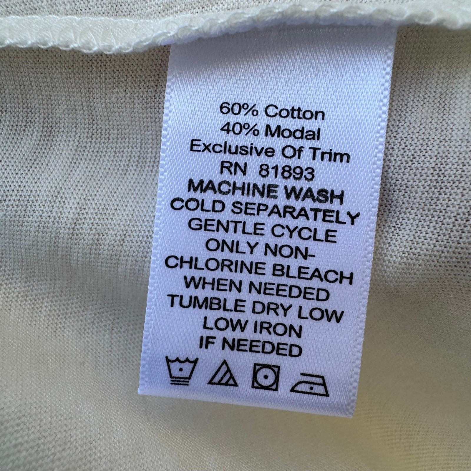 Isaac Mizrahi Minimalist Layering Soft Cotton Modal Mesh Trim Cream Shirt L NEW