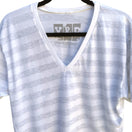 Switch Young &amp; Paid Mens V Neck White &amp; Gray Stripes Short Sleeve All Cotton Tee Shirt 2 image