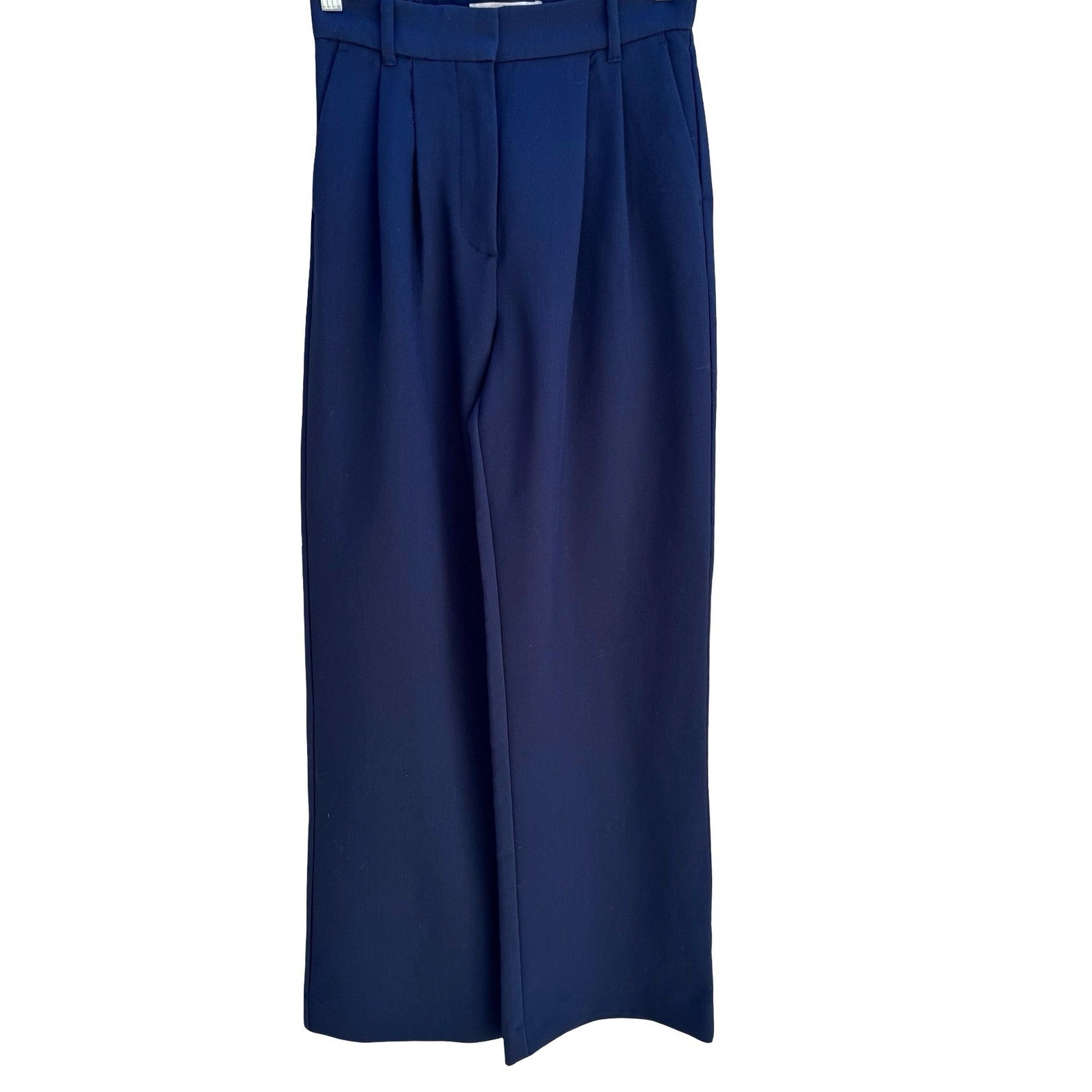 Abercrombie & Fitch Sloane Tailored Pants Wide Leg Pleated High Waisted Navy 0