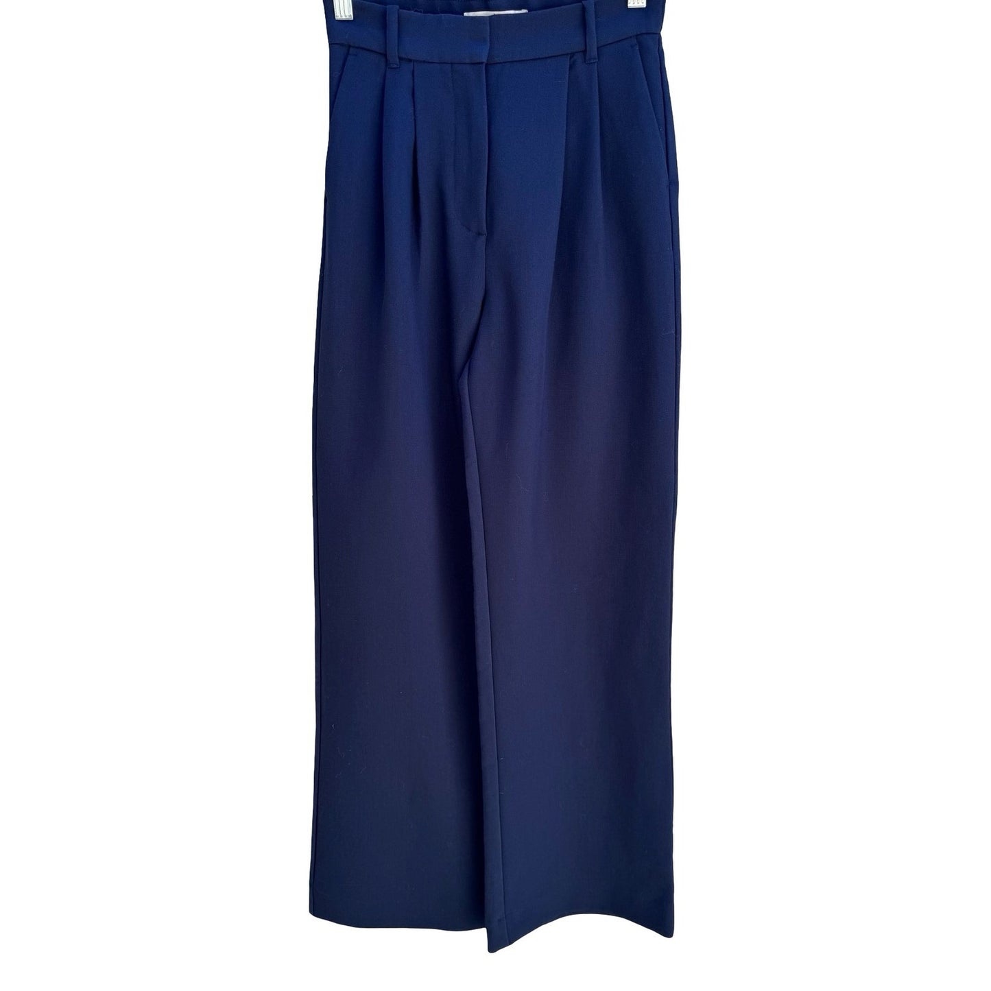 Abercrombie & Fitch Sloane Tailored Pants Wide Leg Pleated High Waisted Navy 0