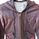 Switch Mike &amp; Chris Y2K Indie Sleaze Hooded Side Cut Out Leather Moto Biker Jacket S 3 image