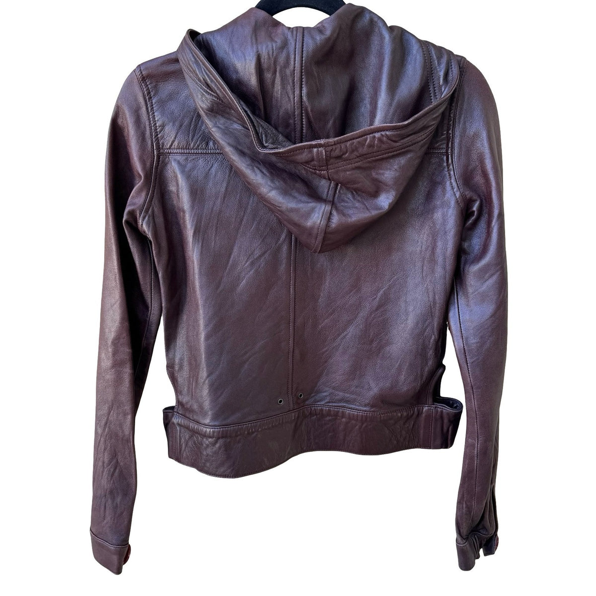 Mike & Chris Y2K Indie Sleaze Hooded Side Cut Out Leather Moto Biker Jacket S