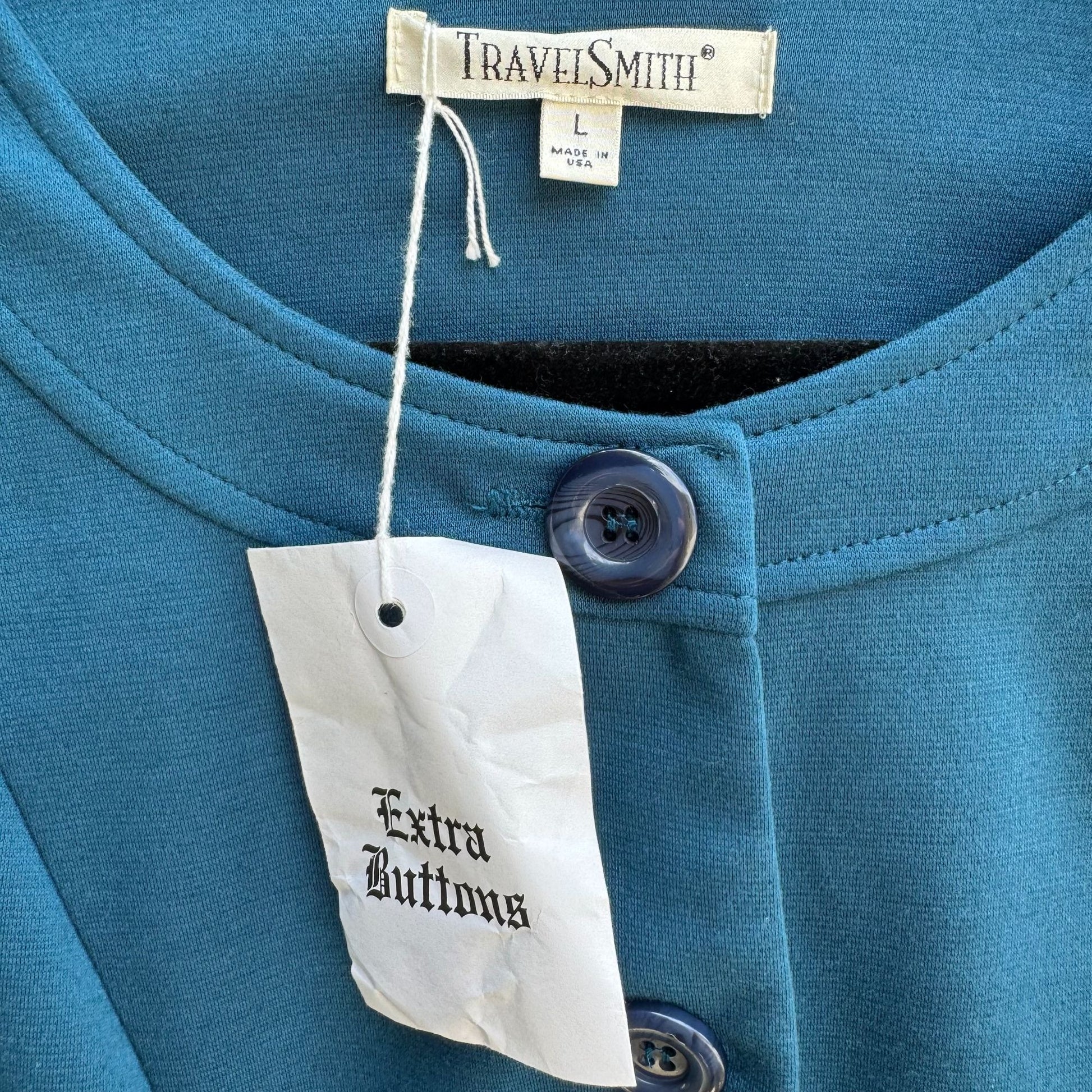 TravelSmith Womens Teal Long Sleeve Button-Up Cardigan Blazer Jacket New L