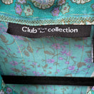 Switch Club Z Collection Boho Sheer Ethereal Hippie Teal Floral Lurex Stripe Blouse 2X 2 image