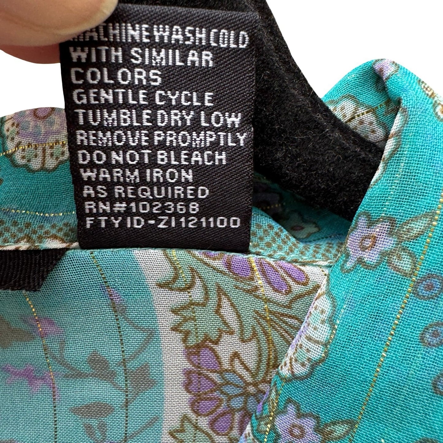 Club Z Collection Boho Sheer Ethereal Hippie Teal Floral Lurex Stripe Blouse 2X