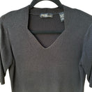 Switch Valerie Stevens Y2K Womens M Black Notched V-Neck Ribbed Knit Top Minimalist 3 image