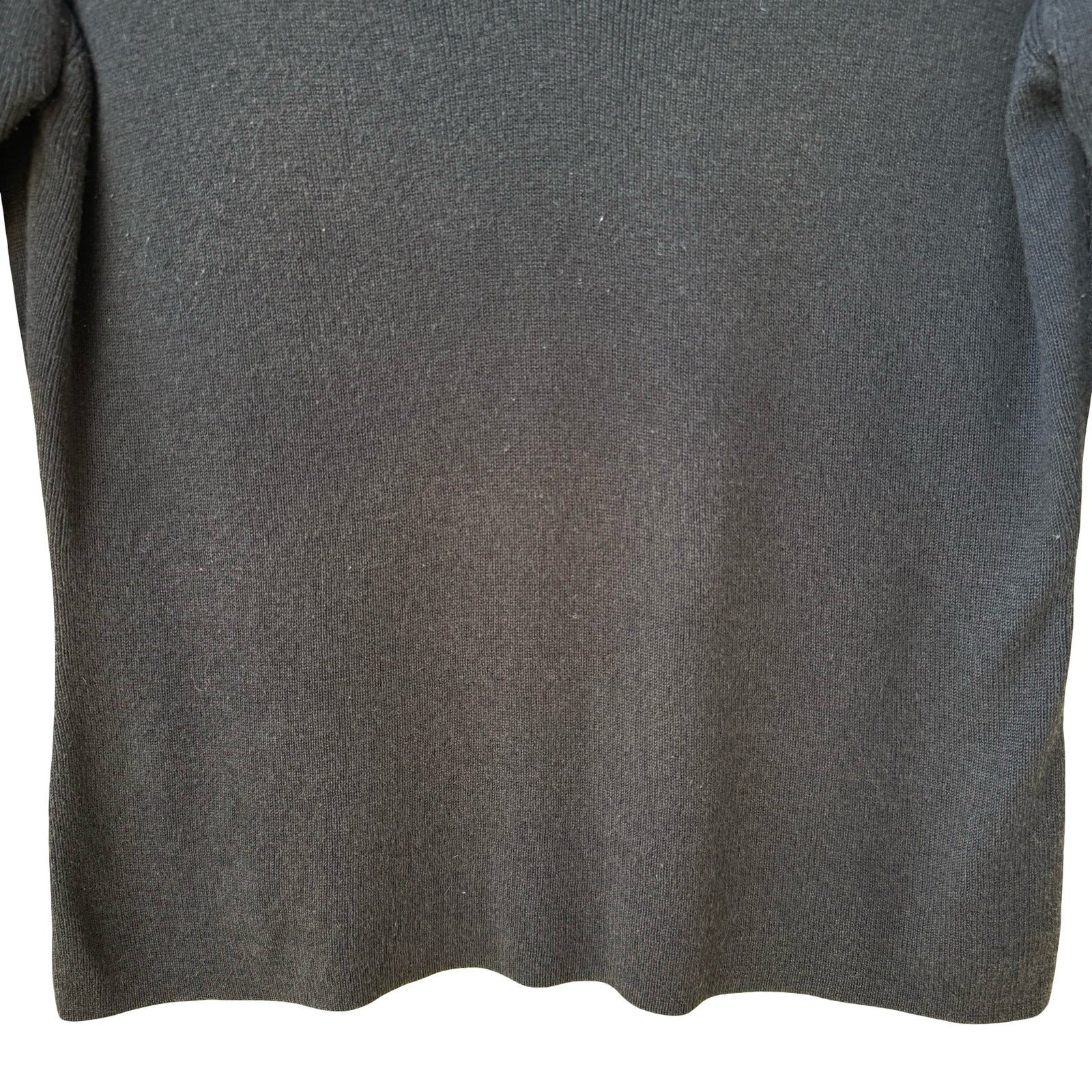 Valerie Stevens Y2K Womens M Black Notched V-Neck Ribbed Knit Top Minimalist