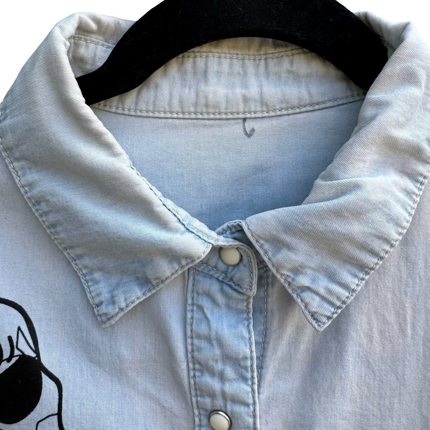 Buckaroo Denim Skull Snap Front Cropped Boxy Skater Streetwear Rockabilly Shirt