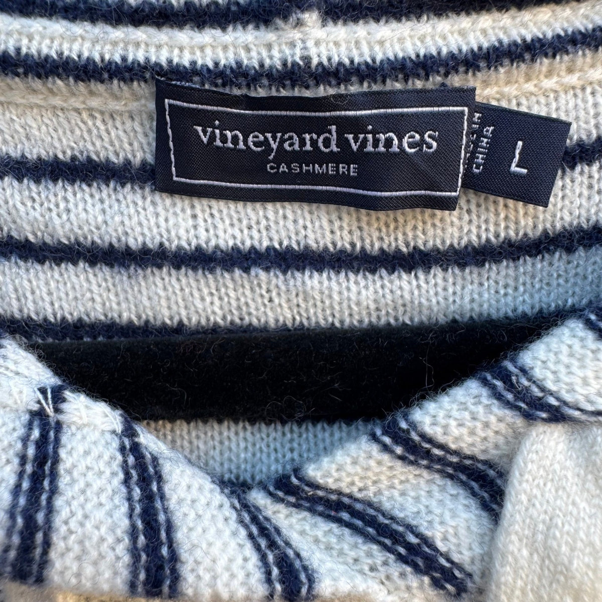 Vineyard Vines Cashmere Coastal Nautical Preppy Beachy Striped Pullover Hoodie L
