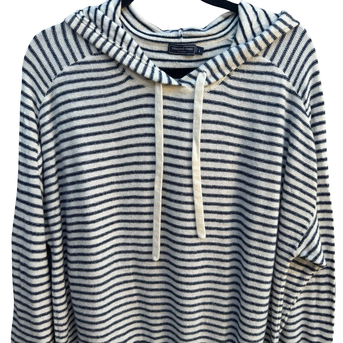 Vineyard Vines Cashmere Coastal Nautical Preppy Beachy Striped Pullover Hoodie L