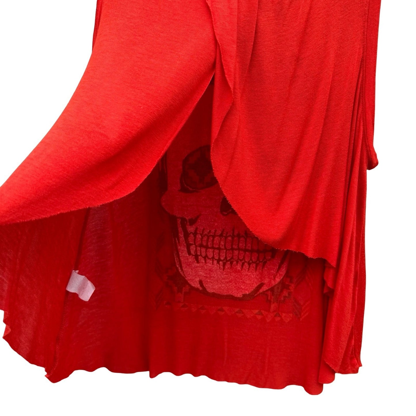 Daydreamer LA Red Sugar Skull Draped Open Back Graphic Tank Top Small Festival