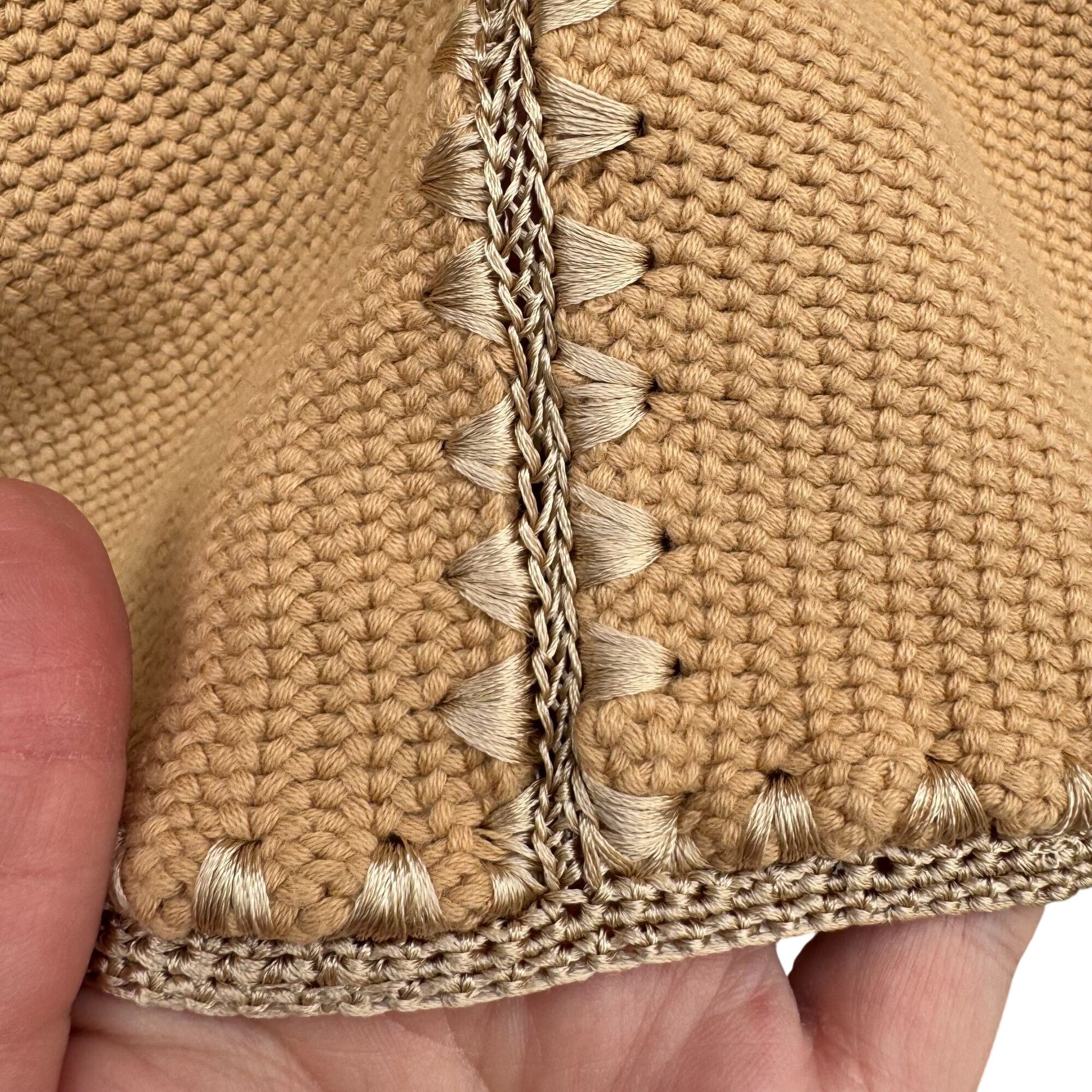 White + Warren Beige Knit Blazer Cardigan Jacket Knit Crochet Trim Womens XL