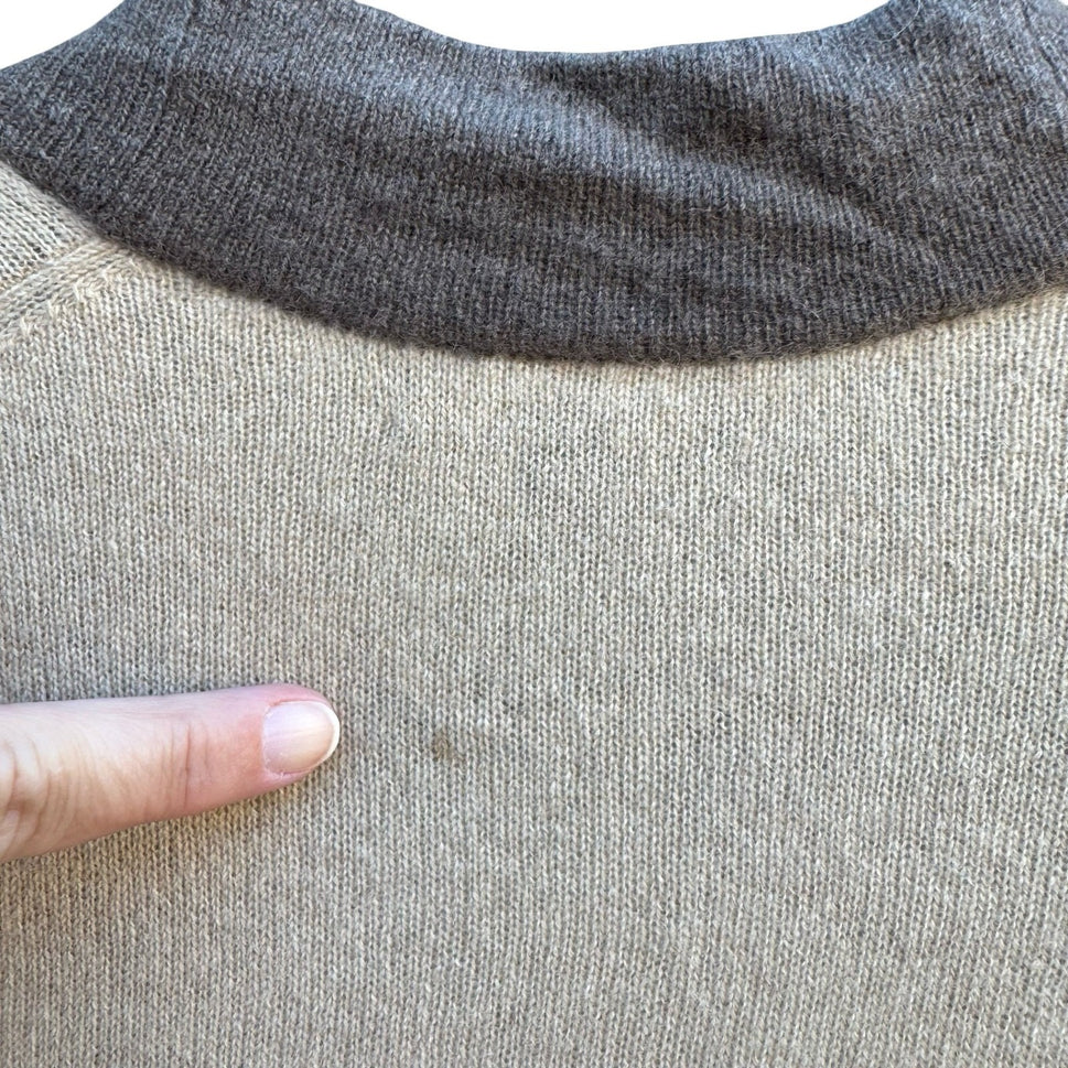 Charter Club Cashmere Colorblock Quiet Luxury Preppy Open Cardigan Neutral L