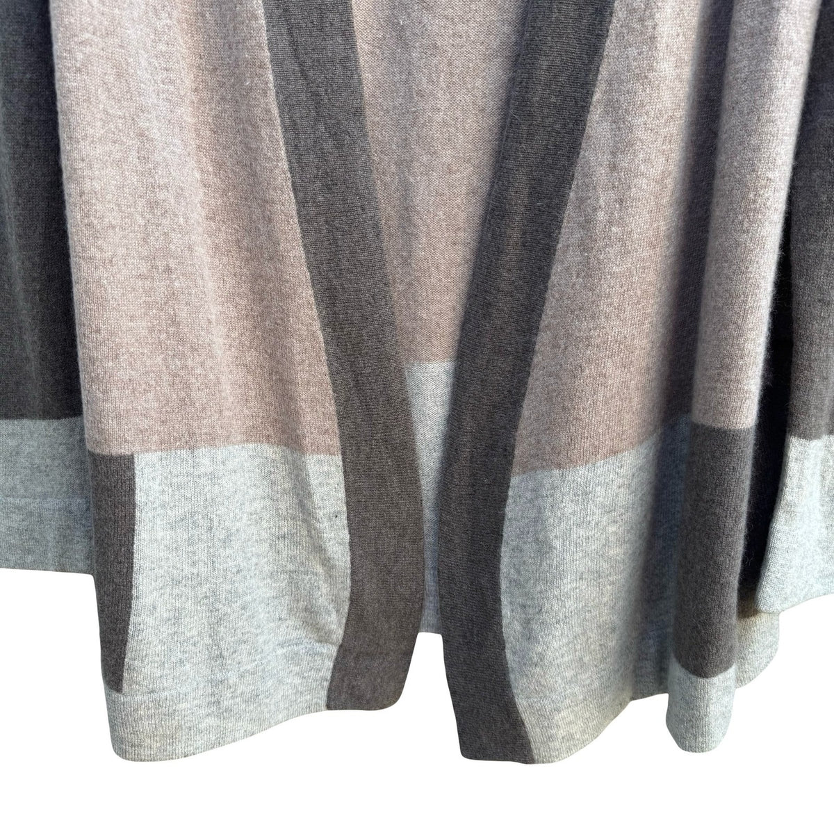 Charter Club Cashmere Colorblock Quiet Luxury Preppy Open Cardigan Neutral L