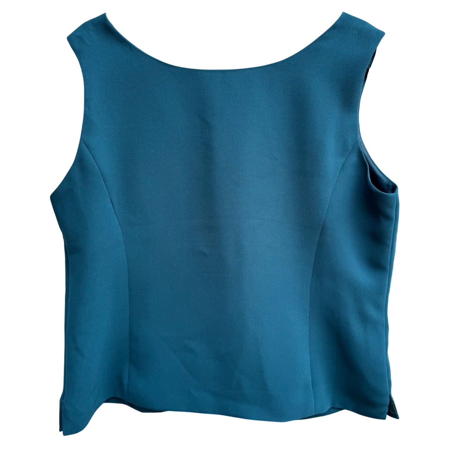 Coldwater Creek Womens Sleeveless Full Lined Scoop Neck Side Zip Teal Blouse 16