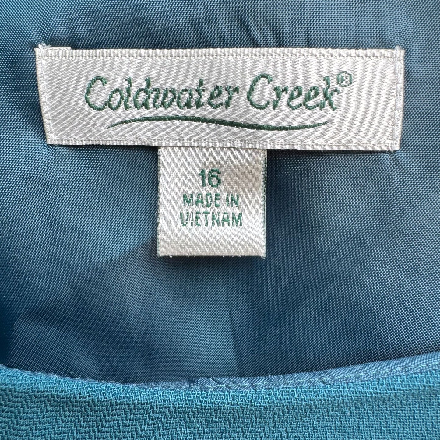 Coldwater Creek Womens Sleeveless Full Lined Scoop Neck Side Zip Teal Blouse 16