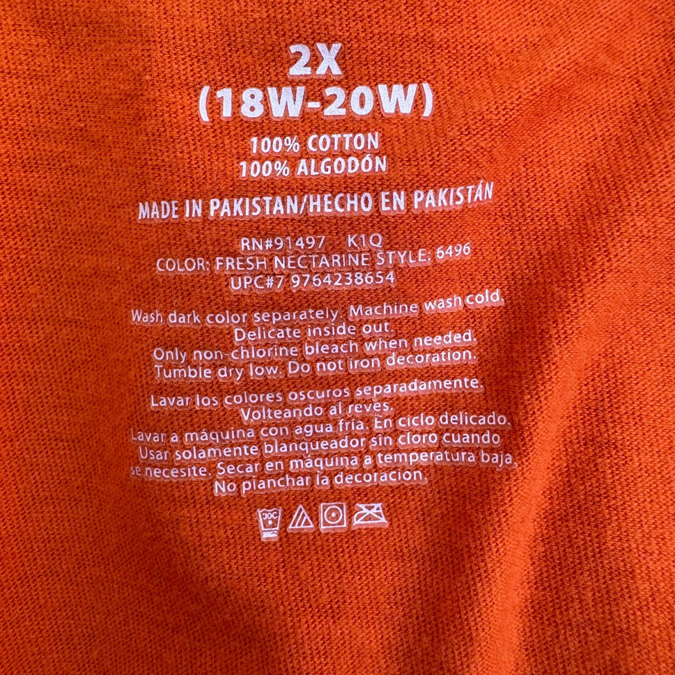 Eat Drink And Be Scary Halloween Orange Cotton Scoop Neck Cap Sleeve Shirt 2X