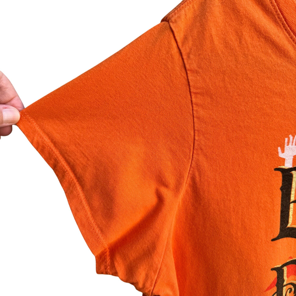 Eat Drink And Be Scary Halloween Orange Cotton Scoop Neck Cap Sleeve Shirt 2X