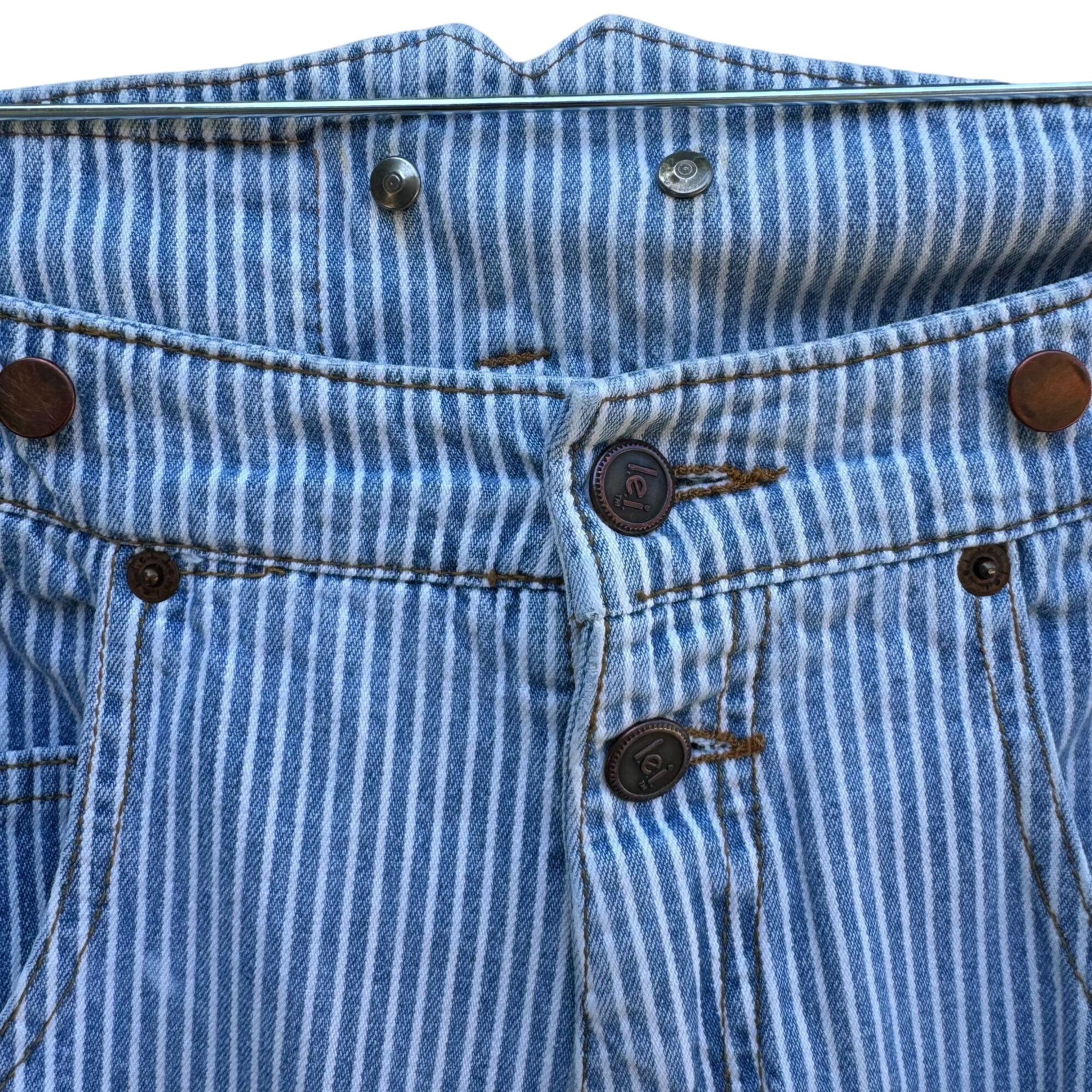 LEI Riding Wear Vintage 90s Women's Light Blue White Striped Denim Jeans 32"