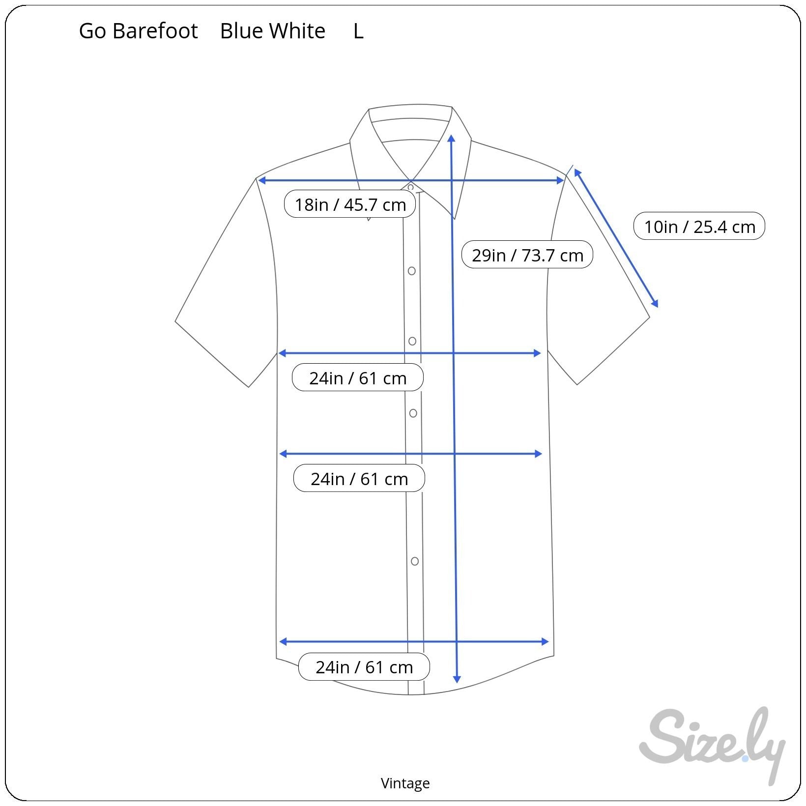 Go Barefoot Vintage Hawaiian Shirt Mens L Blue Floral Print Cotton Short Sleeve