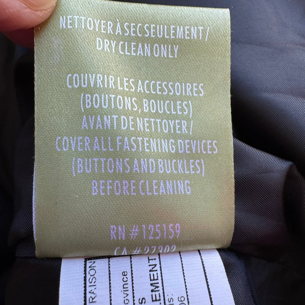 Soia & Kyo Tailored Minimalist Wool Blend Funnel Neck Pea Trench Coat Grey XS