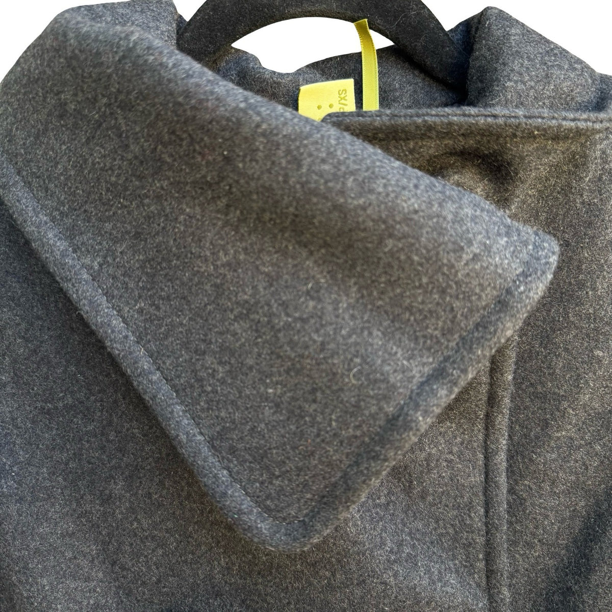 Soia & Kyo Tailored Minimalist Wool Blend Funnel Neck Pea Trench Coat Grey XS
