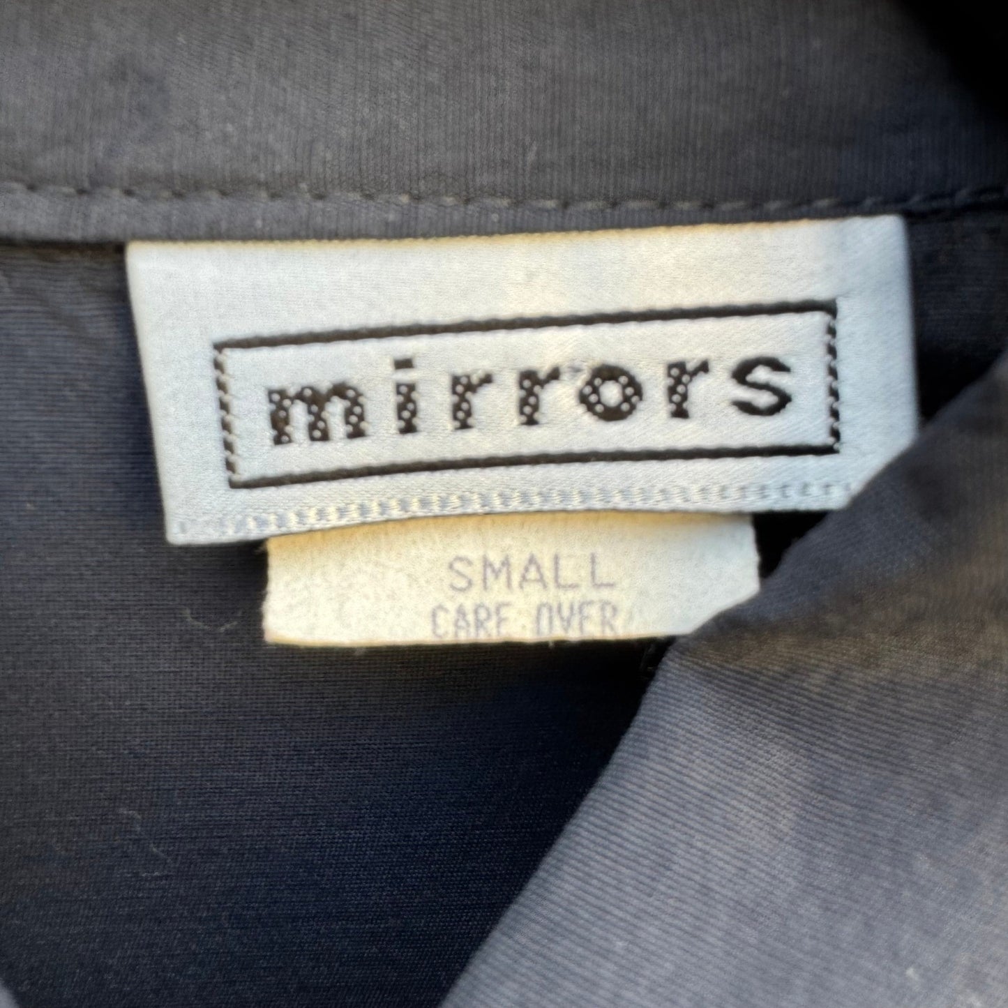Mirrors Vintage 80s Navy Blue Blouse Oversized Buttons Made in USA Small Retro