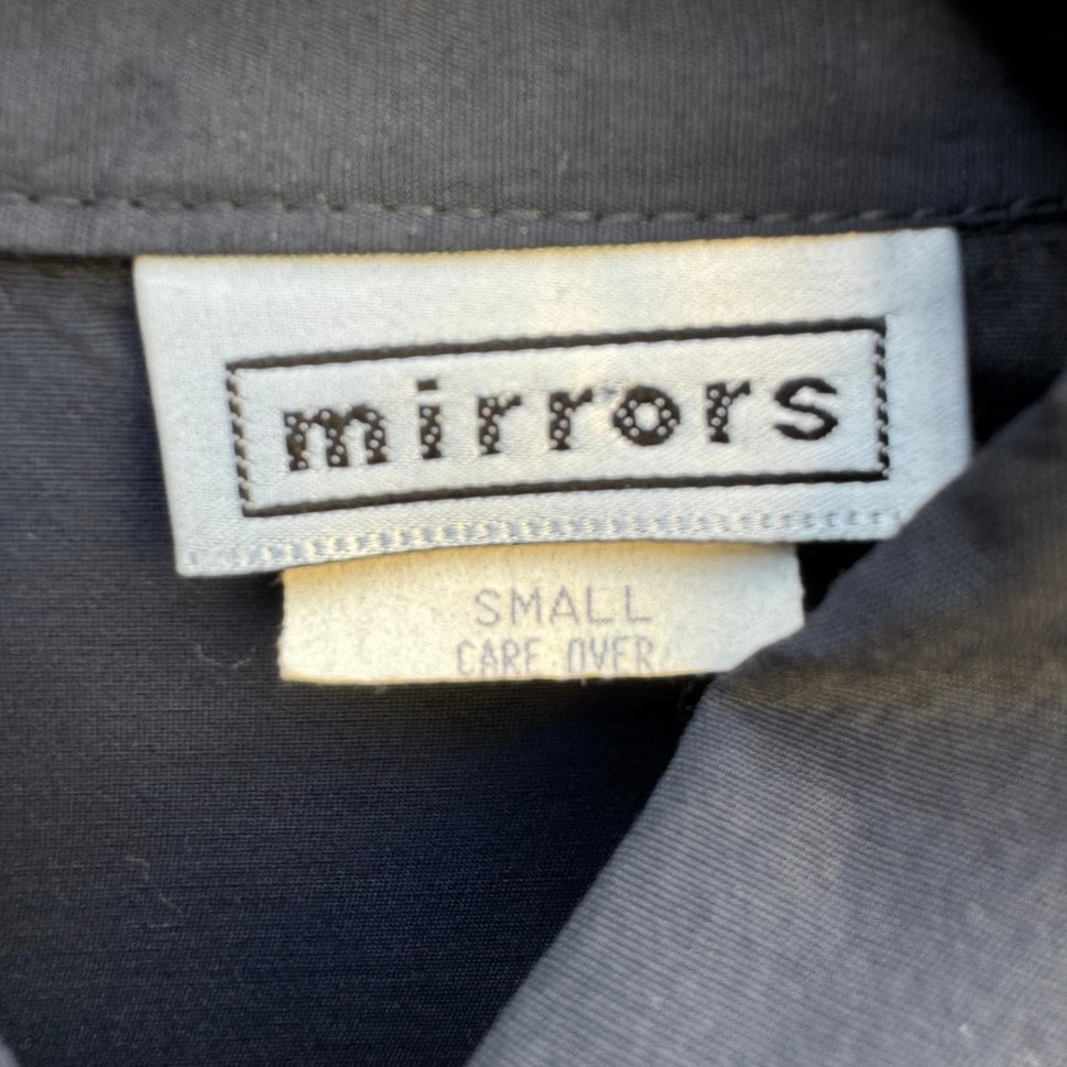 Mirrors Vintage 80s Navy Blue Blouse Oversized Buttons Made in USA Small Retro