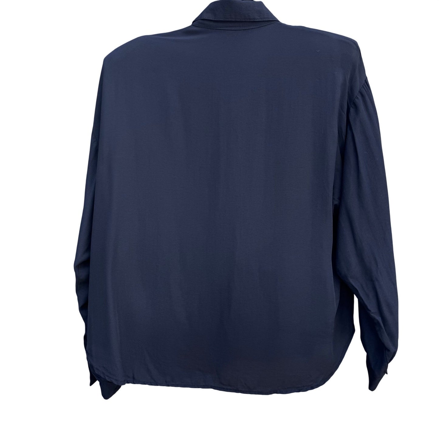 Mirrors Vintage 80s Navy Blue Blouse Oversized Buttons Made in USA Small Retro