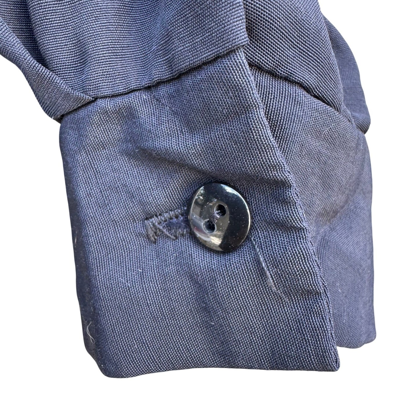 Mirrors Vintage 80s Navy Blue Blouse Oversized Buttons Made in USA Small Retro