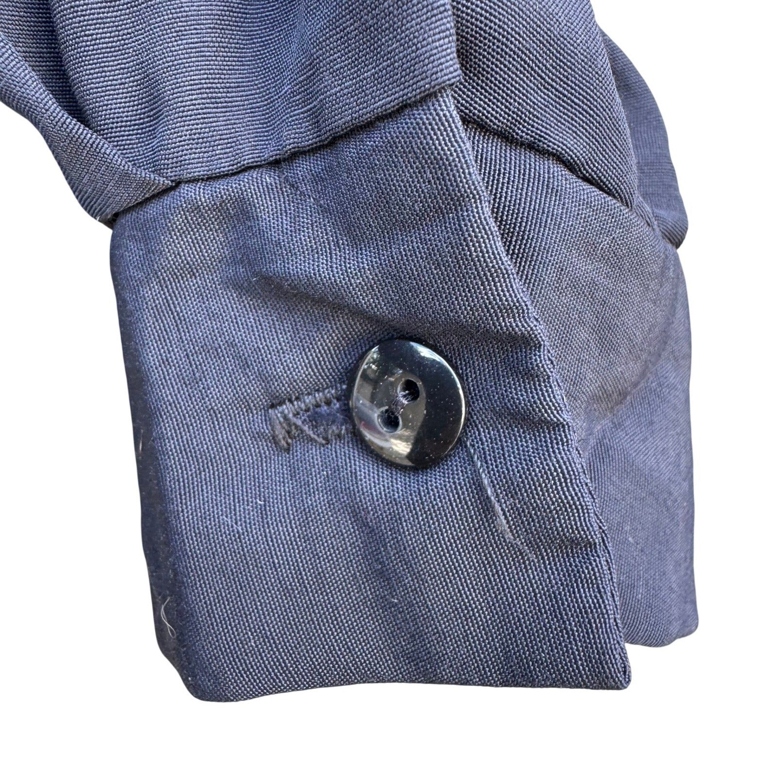 Mirrors Vintage 80s Navy Blue Blouse Oversized Buttons Made in USA Small Retro