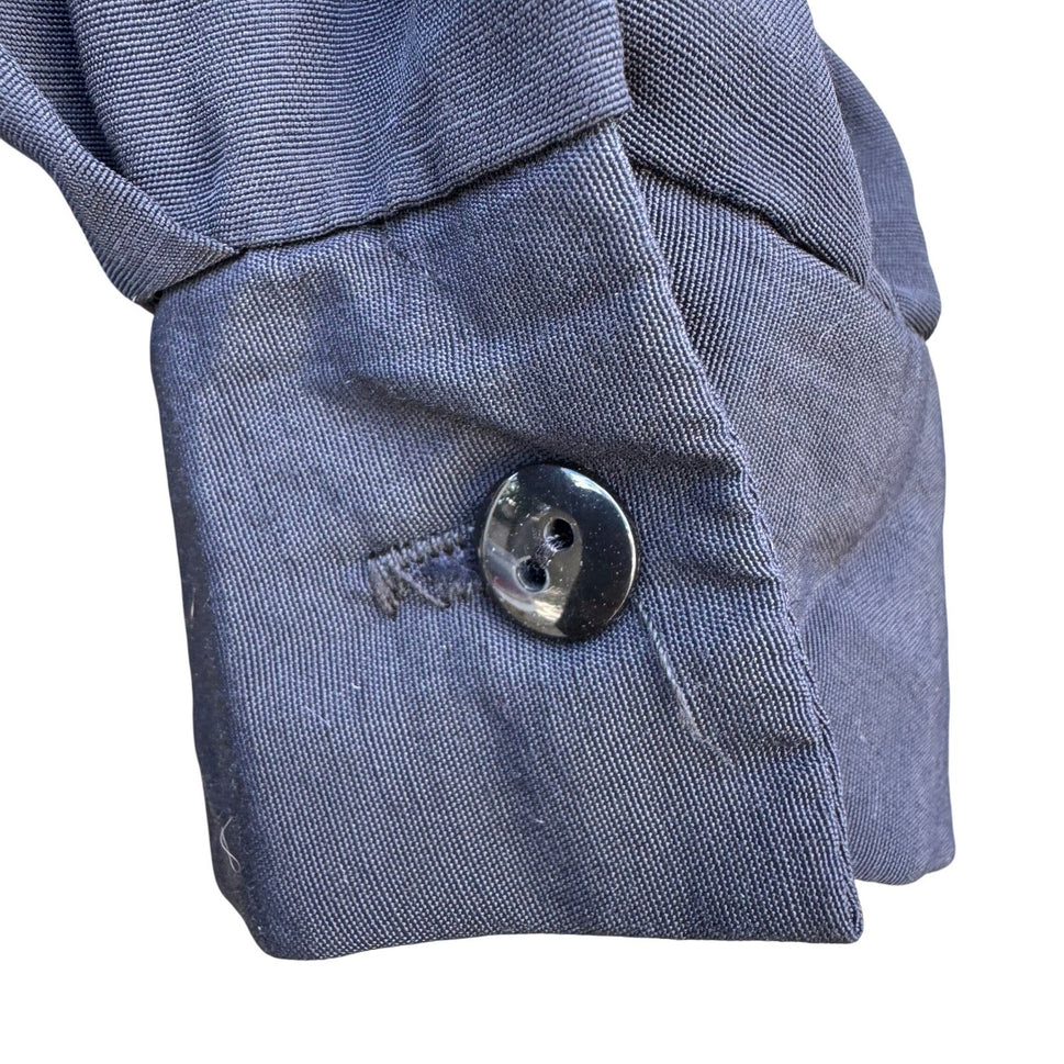 Mirrors Vintage 80s Navy Blue Blouse Oversized Buttons Made in USA Small Retro