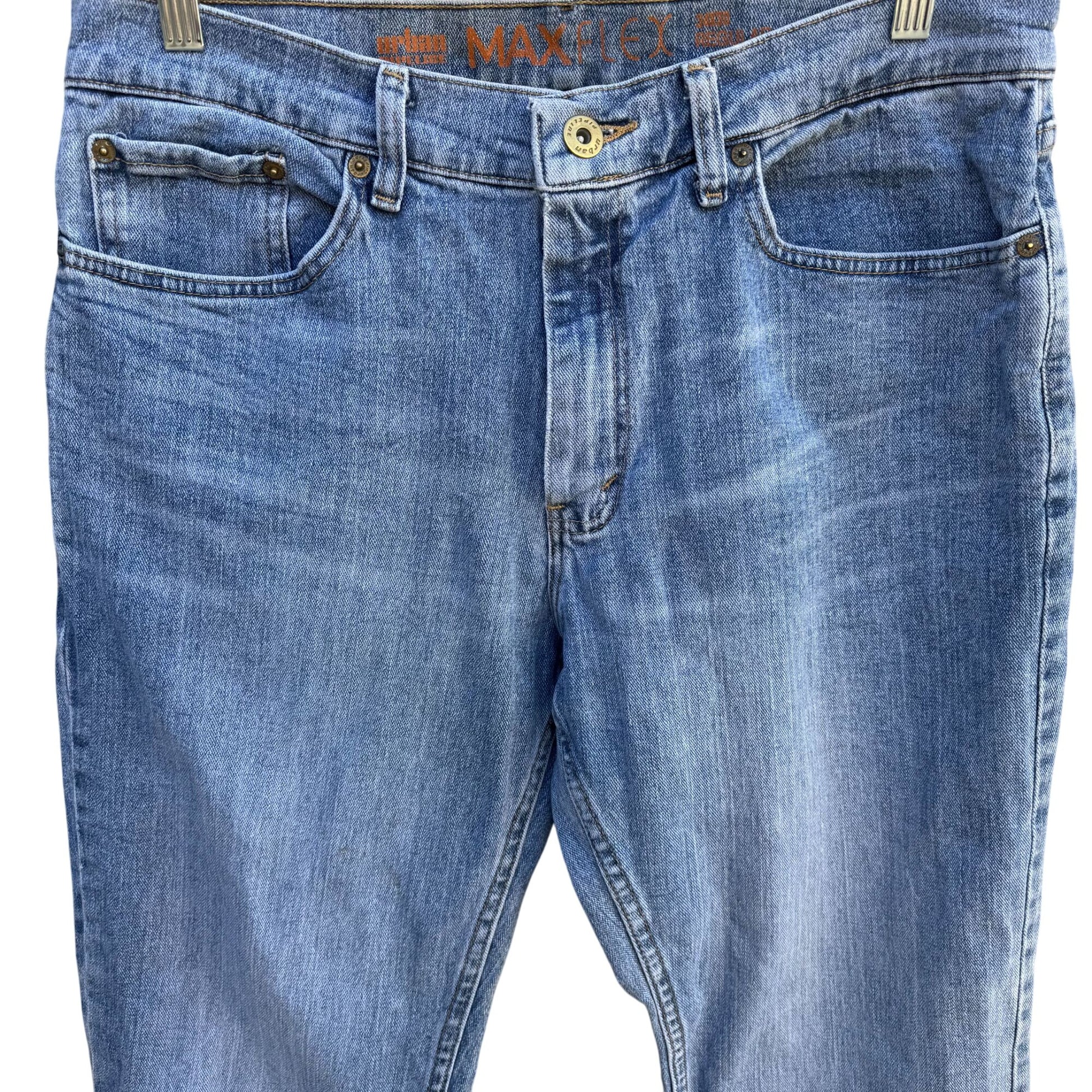 Urban Pipeline Mens Max Flex Light Wash Straight Fit Button Closure Denim Jeans